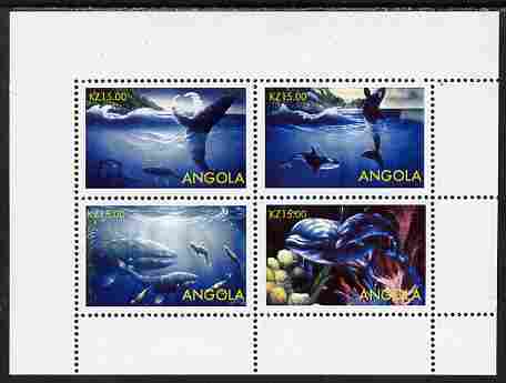 Angola 2004 Whales perf sheetlet containing 4 values unmounted mint. Note this item is privately produced and is offered purely on its thematic appeal
