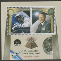 Congo 2019 Freemasons - Buzz Aldrin perf sheet containing two values unmounted mint