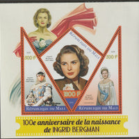Mali 2015 Birth Centenary of Ingrid Bergman perf sheet containing three shaped values unmounted mint