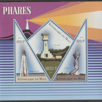 Mali 2015 Lighthouses perf sheet containing three shaped values unmounted mint