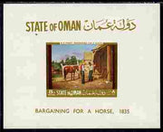 Oman 1968 Paintings of Horses - Bargaining for a Horse by W S Mount 8b imperf individual deluxe sheet unmounted mint