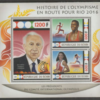 Benin 2015 Rio Olympics - History #4 perf sheet containing three values unmounted mint