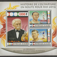 Benin 2015 Rio Olympics - History #5 perf sheet containing three values unmounted mint