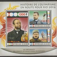 Benin 2015 Rio Olympics - History #6 perf sheet containing three values unmounted mint
