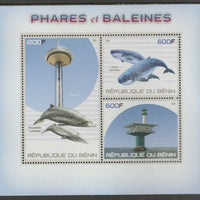 Benin 2015 Lighthouses & Whales perf sheet containing three values unmounted mint