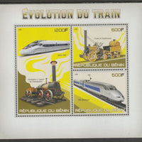 Benin 2015 Evolution of the Train perf sheet containing three values unmounted mint