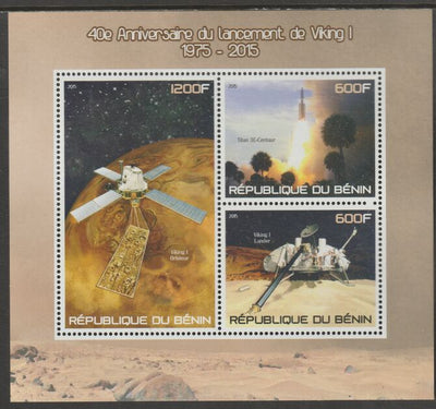 Benin 2015 Space - Viking 1 - 40th Anniversary perf sheet containing three values unmounted mint