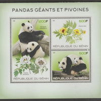 Benin 2015 Pandas perf sheet containing three values unmounted mint
