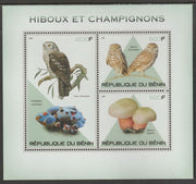 Benin 2015 Owls & Fungi perf sheet containing three values unmounted mint