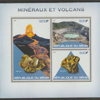 Benin 2015 Minerals & Volcanoes perf sheet containing three values unmounted mint