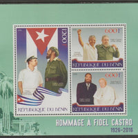 Benin 2016 Fidel Castro perf sheet containing three values unmounted mint