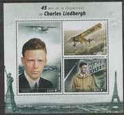 Madagascar 2019 Charles Lindbergh 45th Death Anniversary perf sheet containing three values unmounted mint