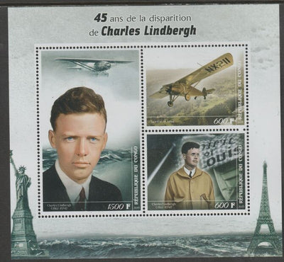 Madagascar 2019 Charles Lindbergh 45th Death Anniversary perf sheet containing three values unmounted mint