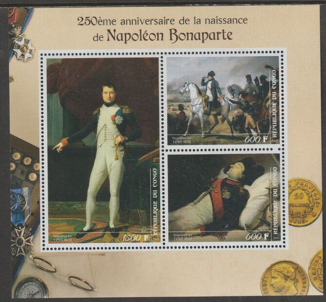Madagascar 2019 Napoleon 250th Birth Anniversary perf sheet containing three values unmounted mint