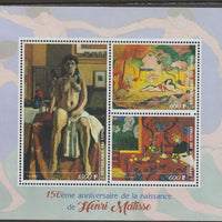 Madagascar 2019 Henri Matisse 150th Birth Anniversary perf sheet containing three values unmounted mint
