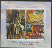Madagascar 2019 Henri Matisse 150th Birth Anniversary perf sheet containing three values unmounted mint