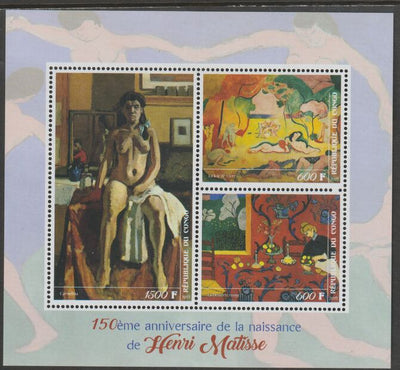 Madagascar 2019 Henri Matisse 150th Birth Anniversary perf sheet containing three values unmounted mint