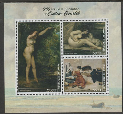 Congo 2019 Gustave Courbet 200th Death Anniversary perf sheet containing three values unmounted mint