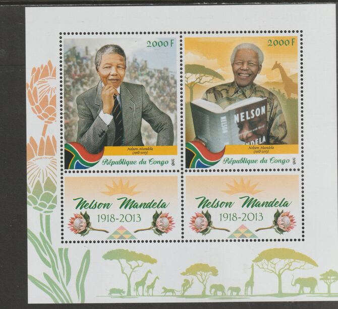 Congo 2018 Nelson Mandela Birth Centenary perf sheet containing two values plus two labels unmounted mint