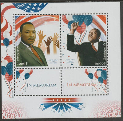 Congo 2018 Martin Luther King perf sheet containing two values plus two labels unmounted mint