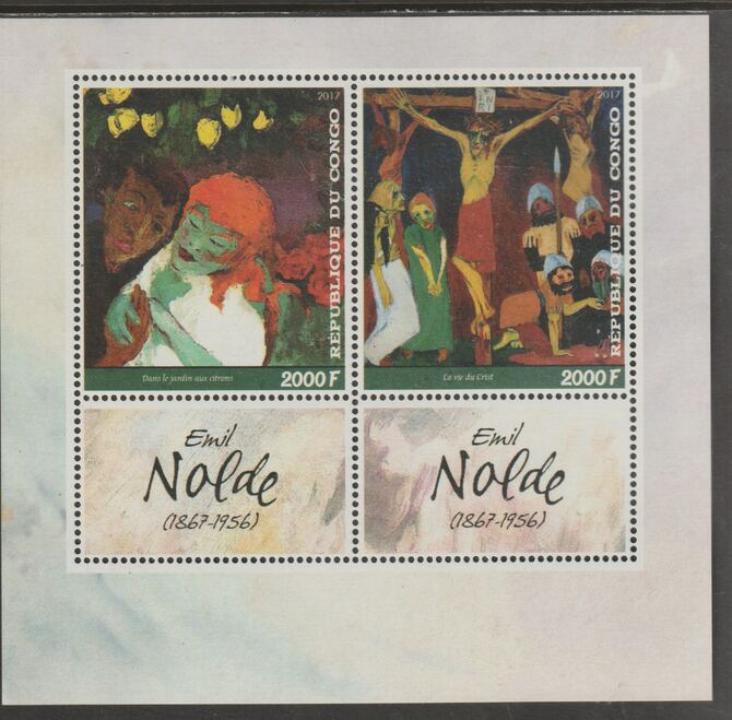Congo 2017 Emil Nolde perf sheet containing two values plus two labels unmounted mint