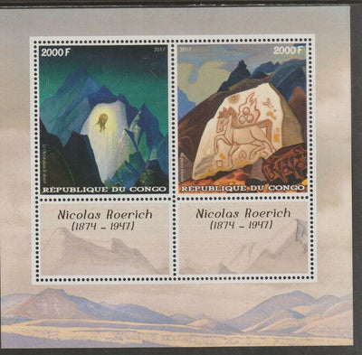 Congo 2017 Nicholas Roerich perf sheet containing two values plus two labels unmounted mint