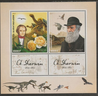 Congo 2017 Charles Darwin perf sheet containing two values plus two labels unmounted mint