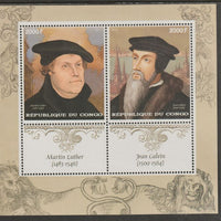 Congo 2017 Martin Luther perf sheet containing two values plus two labels unmounted mint