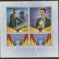 Congo 2018 Nikola Tesla perf sheet containing two values plus two labels unmounted mint