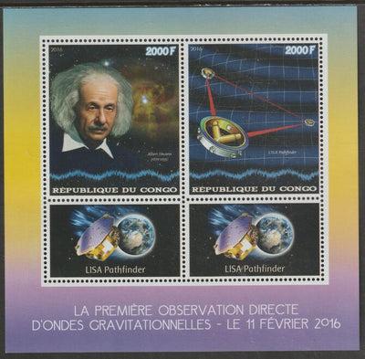 Congo 2016 Space - Gravitation Waves perf sheet containing two values plus two labels unmounted mint