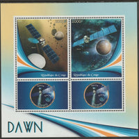 Congo 2015 Dawn Space Mission perf sheet containing two values plus two labels unmounted mint