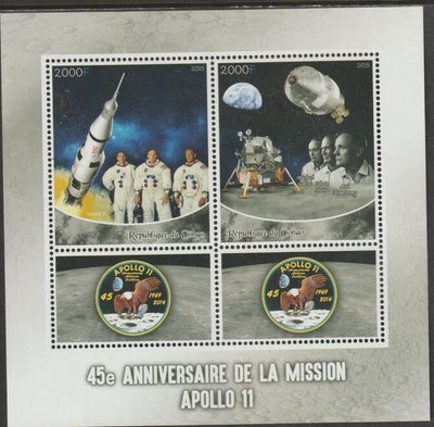 Congo 2015 Apollo 11 - 45th Anniversary perf sheet containing two values plus two labels unmounted mint