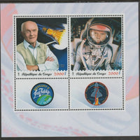 Congo 2018 Space - Friendship & Discovery perf sheet containing two values plus two labels unmounted mint