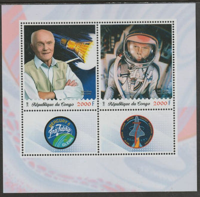 Congo 2018 Space - Friendship & Discovery perf sheet containing two values plus two labels unmounted mint