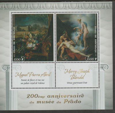 Congo 2019 Prado Museum#6 - 200th Anniversary perf sheet containing two values plus two labels unmounted mint