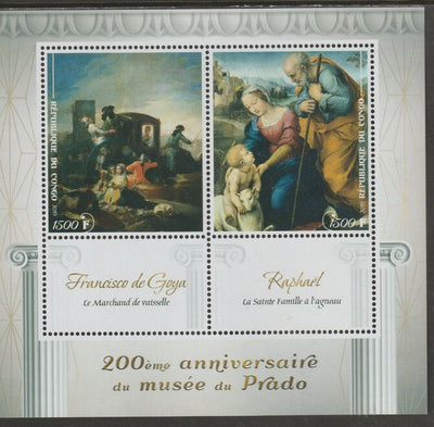 Congo 2019 Prado Museum#7 - 200th Anniversary perf sheet containing two values plus two labels unmounted mint