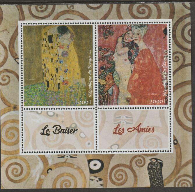 Congo 2018 Paintings #2 perf sheet containing two values plus two labels unmounted mint