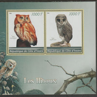 Ivory Coast 2016 Owls perf sheet containing two values unmounted mint