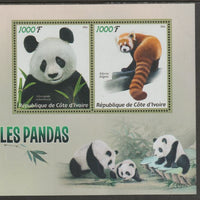 Ivory Coast 2016 Pandas perf sheet containing two values unmounted mint