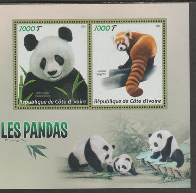 Ivory Coast 2016 Pandas perf sheet containing two values unmounted mint
