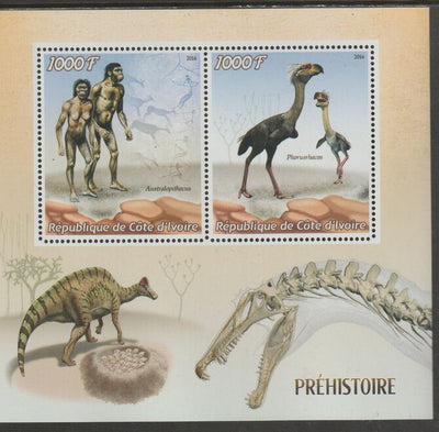 Ivory Coast 2016 Dinosaurs perf sheet containing two values unmounted mint