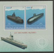 Ivory Coast 2016 Submarines perf sheet containing two values unmounted mint