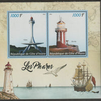 Ivory Coast 2016 Lighthouses perf sheet containing two values unmounted mint