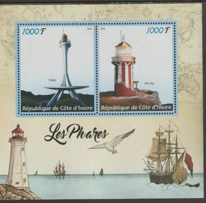 Ivory Coast 2016 Lighthouses perf sheet containing two values unmounted mint