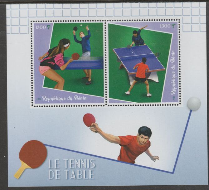 Benin 2019 Table Tennis perf sheet containing two values unmounted mint