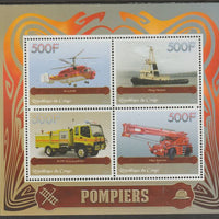 Congo 2015 Fire Fighters perf sheet containing four values unmounted mint