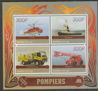 Congo 2015 Fire Fighters perf sheet containing four values unmounted mint