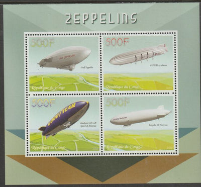 Congo 2015 Zeppelins perf sheet containing four values unmounted mint