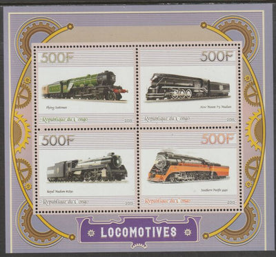 Congo 2015 Steam Locomotives perf sheet containing four values unmounted mint