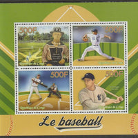 Congo 2015 Baseball perf sheet containing four values unmounted mint